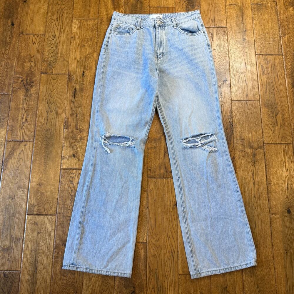Vervet Light Wash Wide Leg Distressed Denim Jeans V2473 Women's Size 30x33 - Picture 1 of 7